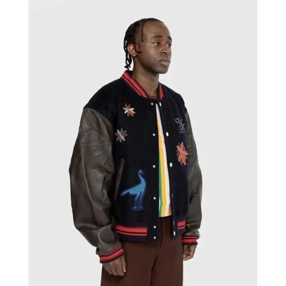 Wales Bonner Wool Leather Ascend Varsity Jacket Men's 52